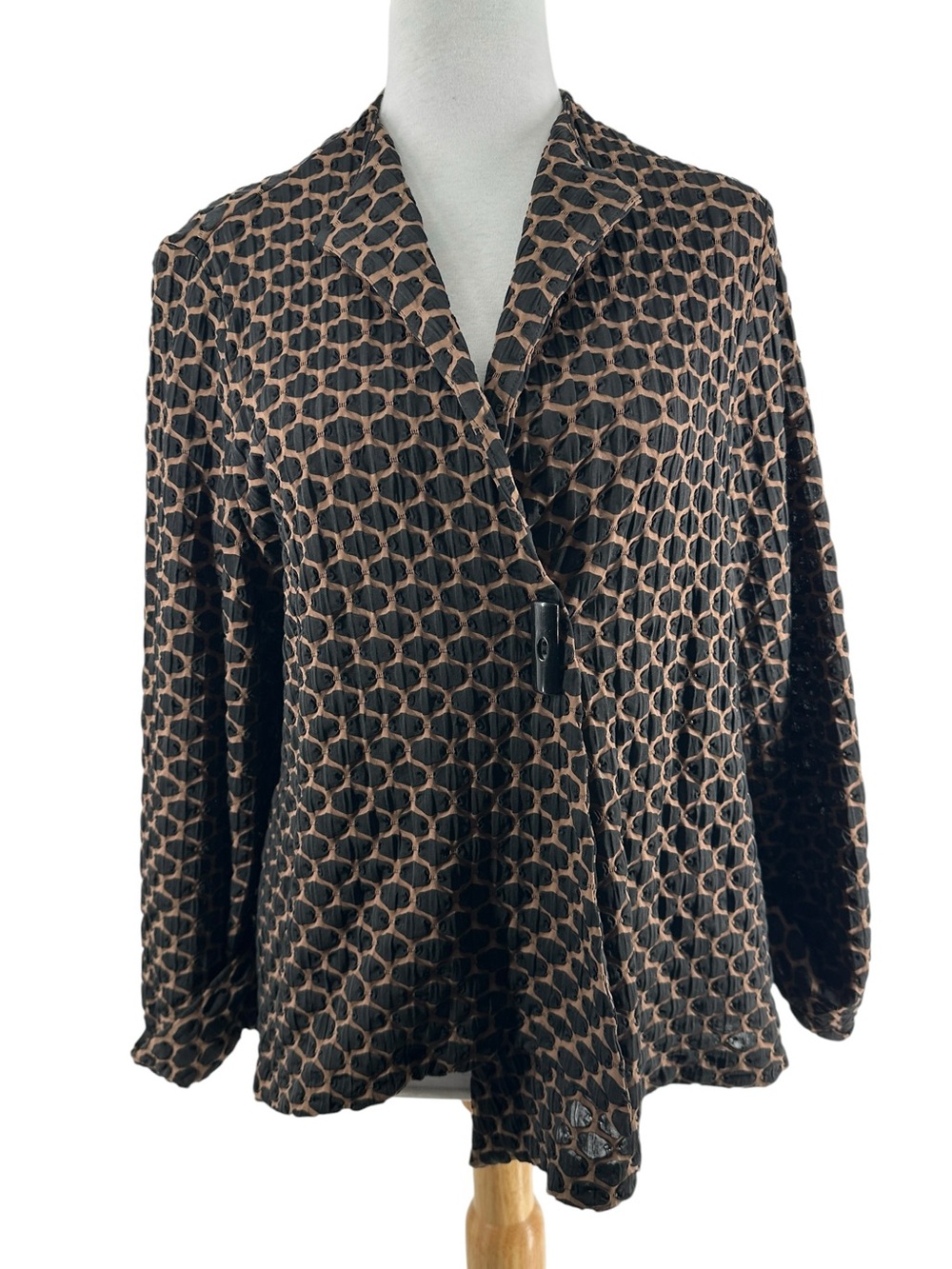 Joseph Ribkoff Blazer Black and Brown Textured eccentric classy sz 12